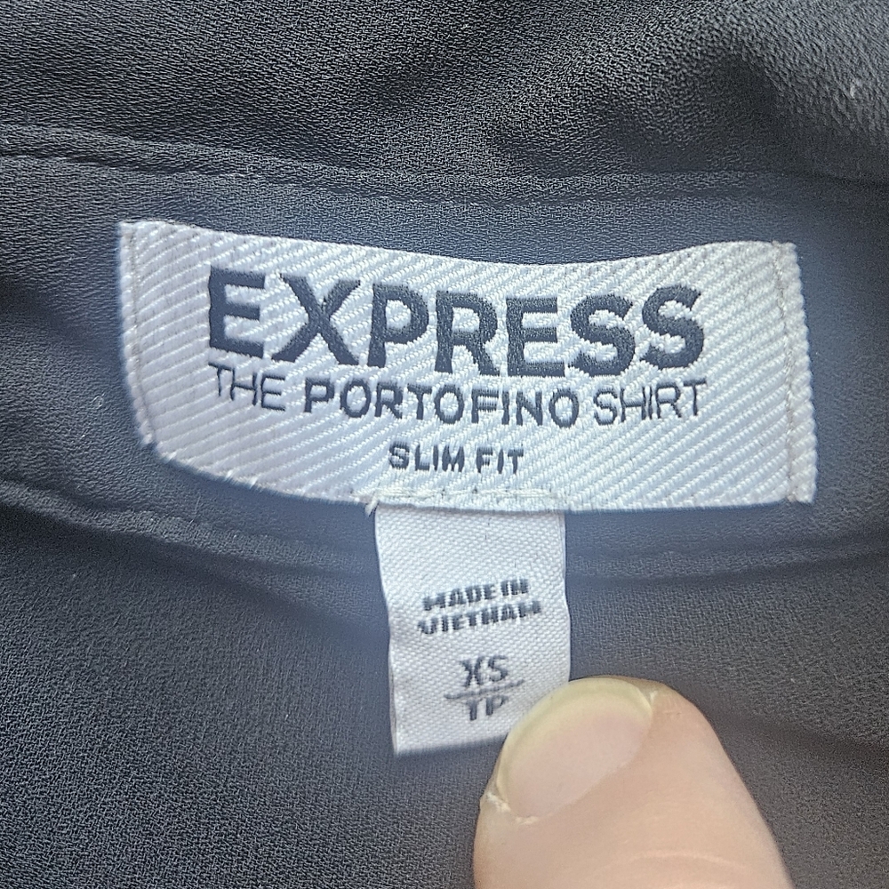 Express The Portofino Shirt Slim Fit Women's Size XS Black Roll Tab Sleeve - Picture 3 of 4